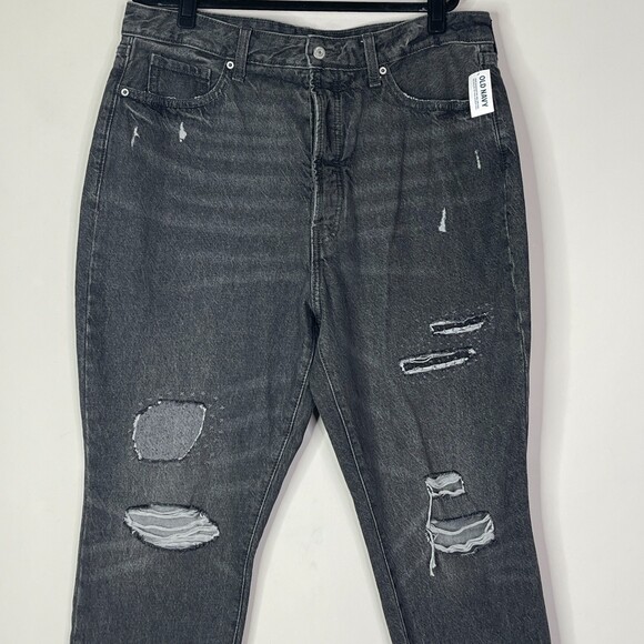 New Old Navy High Waisted OG Straight Ripped Non Stretch Jeans Women's Size 16 - Picture 4 of 8